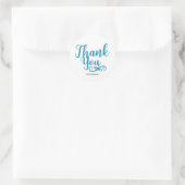 DANK JE WEL Teal Lettertype-EIGEN KLEUR op Maat Ge Ronde Sticker (Tas)