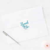 DANK JE WEL Teal Lettertype-EIGEN KLEUR op Maat Ge Ronde Sticker (Envelop)