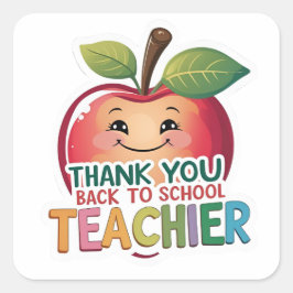 Dank Je Wel Terug Naar School Leraar Appel  Vierkante Sticker