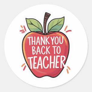 Dank je wel Terug naar school Leraar Apple  Ronde Sticker