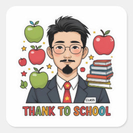 Dank Je Wel Terug Naar School Leraar Apple  Vierkante Sticker