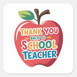 Dank Je Wel Terug Naar School Leraar Apple  Vierkante Sticker