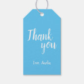 Dank je wel, Trendy Script Blue Cadeaulabel (Voorkant)