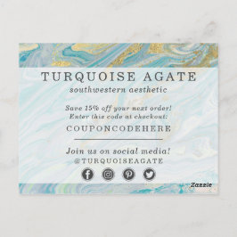 Dank je wel Turquoise Goud Agaat Steen Geode Coupo Briefkaart