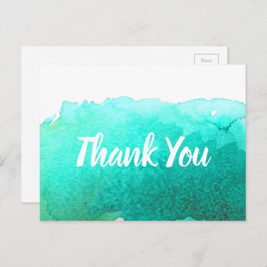 Dank je wel turquoise waterverf kunst citaat briefkaart (Voorkant / Achterkant)
