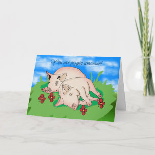 Dank je wel twee varkens. bedankkaart