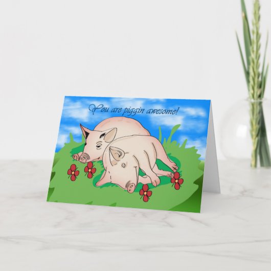 Dank je wel twee varkens. bedankkaart (Voorkant)