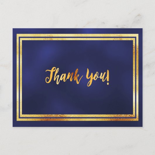 Dank je wel verjaardag jubileum marineblauw goud briefkaart (Voorkant)