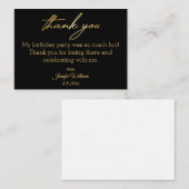 dank je wel verjaardag zwart gouden minimaal notitiekaartje (Voorkant / Achterkant)