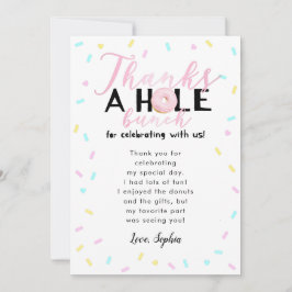 Dank je wel Verjaardagsfeestje met Donut-thema Bedankkaart