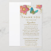 Dank je wel Vlinder Bloem Wit Goud Condoleance Bedankkaart (Voorkant / Achterkant)