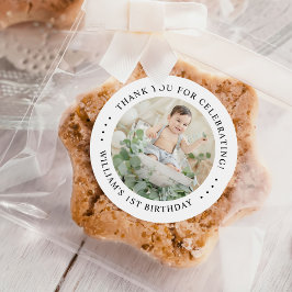 Dank je wel voor de verjaardagsfoto ronde sticker