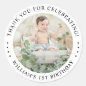 Dank je wel voor de verjaardagsfoto ronde sticker (Voorkant)