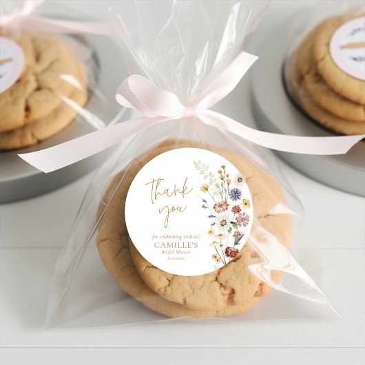 Dank je wel voor de wilde bloementuin ronde sticker