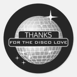 DANK JE WEL Voor Disco Liefde Bal Retro Verjaardag Ronde Sticker