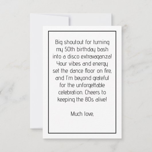 DANK JE WEL Voor Disco Liefde Pastel Bal Verjaarda Bedankkaart (Achterkant)