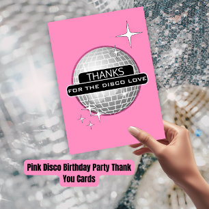 DANK JE WEL Voor Disco Liefdesbal Retro Verjaardag Bedankkaart