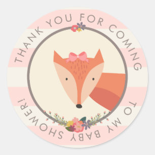 Dank je wel voor Fox Girl Baby shower Ronde Sticker