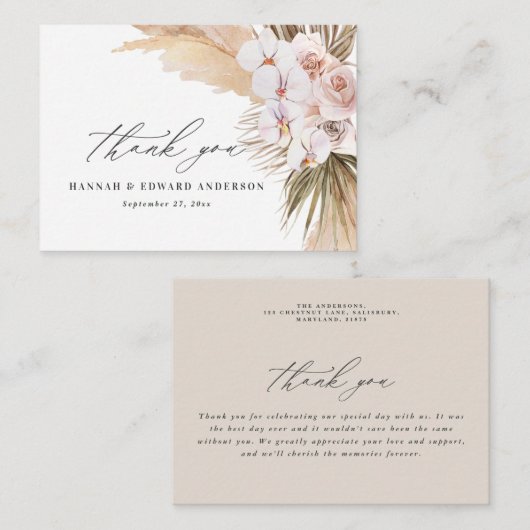 dank je wel voor het budget rustige pampas gras br notitiekaartje (Voorkant / Achterkant)