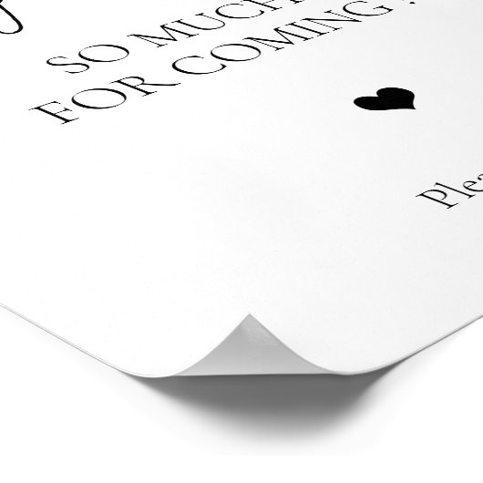 Dank je wel voor het komen bruidsgunst poster (Hoek)