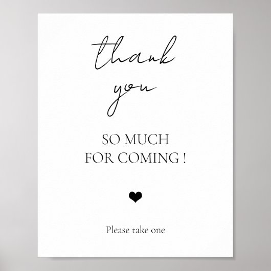 Dank je wel voor het komen bruidsgunst poster (Voorkant)