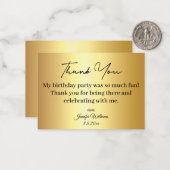 Dank je wel voor je verjaardag Golden Metallic Notitiekaartje (Voorkant / Achterkant in situ)