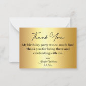 Dank je wel voor je verjaardag Golden Metallic Notitiekaartje (Voorkant)