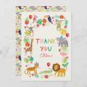 Dank je wel voor Safari Dier, Kleurrijk leuk Jungl Bedankkaart (Voorkant / Achterkant)