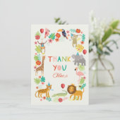 Dank je wel voor Safari Dier, Kleurrijk leuk Jungl Bedankkaart (Staand voorkant)