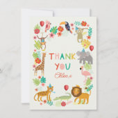 Dank je wel voor Safari Dier, Kleurrijk leuk Jungl Bedankkaart (Voorkant)