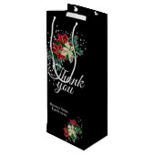 Dank je wel Waardering Poinsettia Bloem Zwart Wijn Cadeautas (Achterkant Gekanteld)
