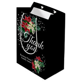 Dank je wel Waardering Poinsettia Bloemen Zwart Medium Cadeauzakje