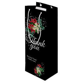 Dank je wel Waardering Poinsettia Bloemen Zwart Wijn Cadeautas