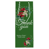 Dank je wel Waardering Poinsettia Bloemstuk Wijn Cadeautas (Achterkant)