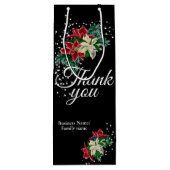 Dank je wel Waardering Poinsettia Bloemstuk Zwart Wijn Cadeautas (Achterkant)