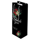 Dank je wel Waardering Poinsettia Bloemstuk Zwart Wijn Cadeautas (Voorkant Gekanteld)