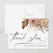 Dank je wel Watercolor Boho Bloem Postkaart (Voorkant / Achterkant)