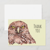 Dank je wel Waterverf Burroeping Owl Bird Art Bedankkaart (Voorkant / Achterkant)