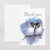 Dank je wel Waterverf Lovevogels Garden Bird Bedankkaart (Voorkant / Achterkant)
