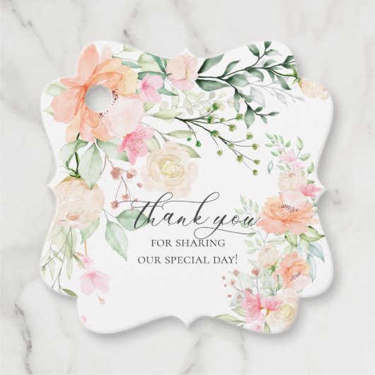 DANK JE WEL | Waterverf Pastel Bloemen Bedankjes Labels (Voorkant)