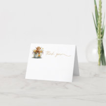 Dank je wel, waterverf schotse koe boerderij