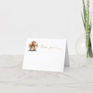 Dank je wel, waterverf schotse koe boerderij bedankkaart