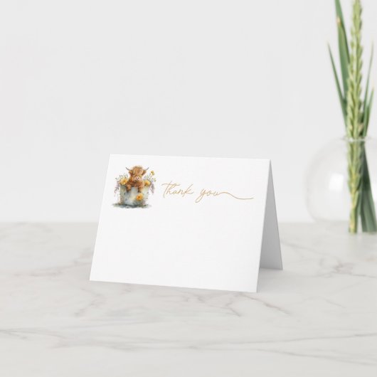 Dank je wel, waterverf schotse koe boerderij bedankkaart (Voorkant)