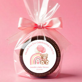 Dank je wel we kunnen bijna wachten roze baby show ronde sticker