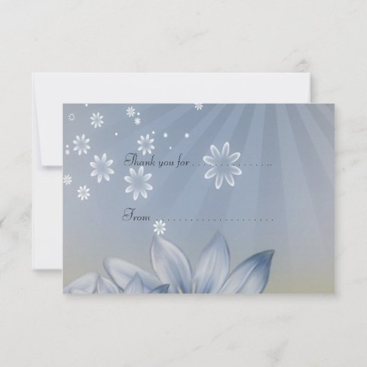 Dank je wel, White Blue Flowers Kaart (Achterkant)