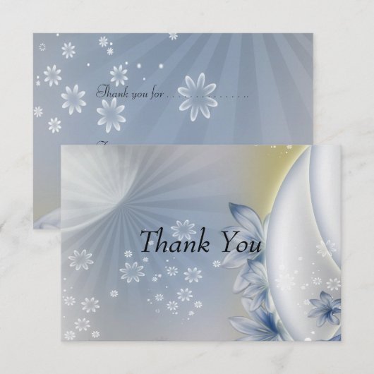 Dank je wel, White Blue Flowers Kaart (Voorkant / Achterkant)