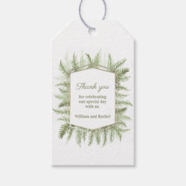 Dank je wel winter bruiloft gebladerte waterverf g cadeaulabel