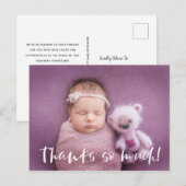 Dank je wel | Wit | Baby Foto Bedankt Briefkaart (Voorkant / Achterkant)