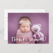 Dank je wel | Wit | Baby Foto Dank je wel Briefkaart (Voorkant / Achterkant)