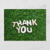 Dank je wel woord op groene gras achtergrond briefkaart (Voorkant)